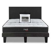 Combo Cama Europea Prelude Radiant 2 Plazas Normal + Respaldo Praga Marengo + Cubre Colchón