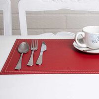 Set 4 Individuales Doral Eco Cuero Rectangular 32x42 Rojo