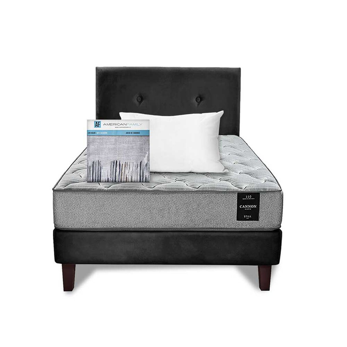 Cama Europea Latam Home 1,5 Plazas Cannon Negro