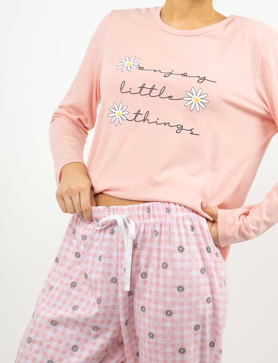 Pijama Larga Algod&oacute;n Manga Larga Mujer Icono