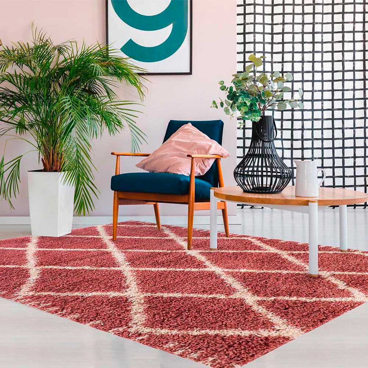 Alfombra Dib Shaggy Design 180 x 275 cm Rosa