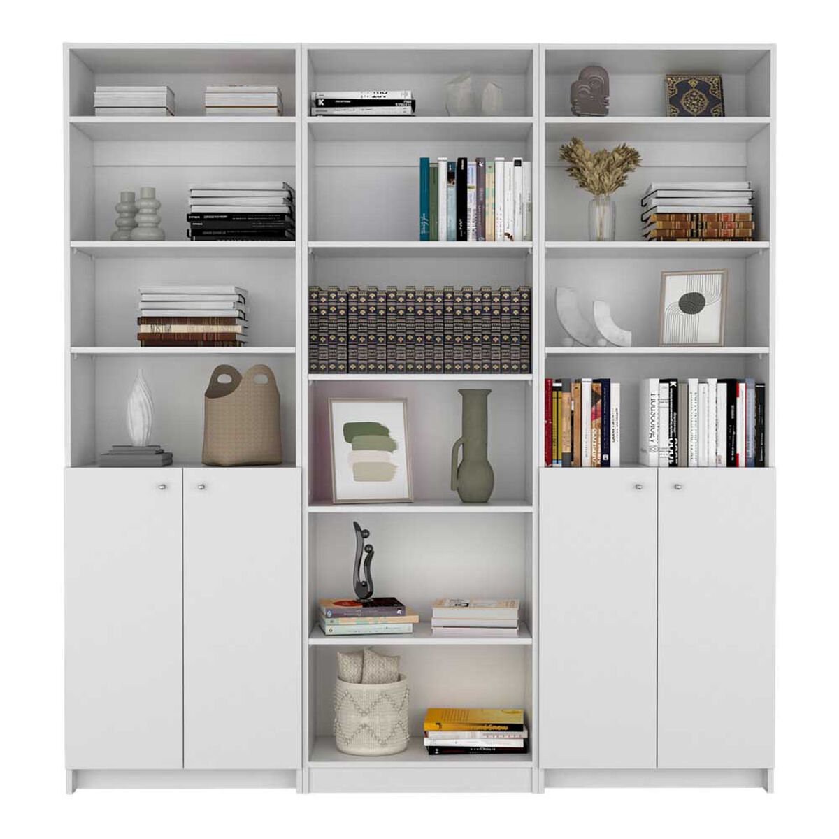 2 Estantes 2 Puertas + Estante 5 Repisas + 3 Complementos TuHome Home Blanco
