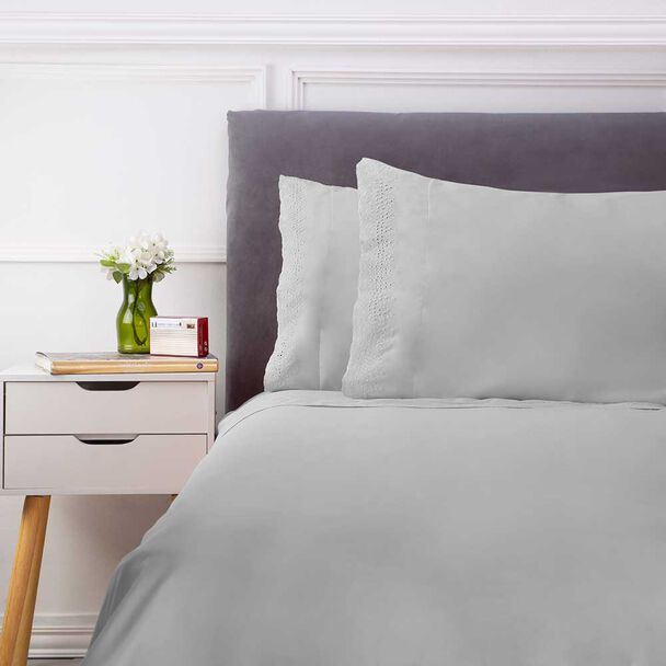 Juego de Sábanas Broderie Dreams 2 Plazas Liso Gris