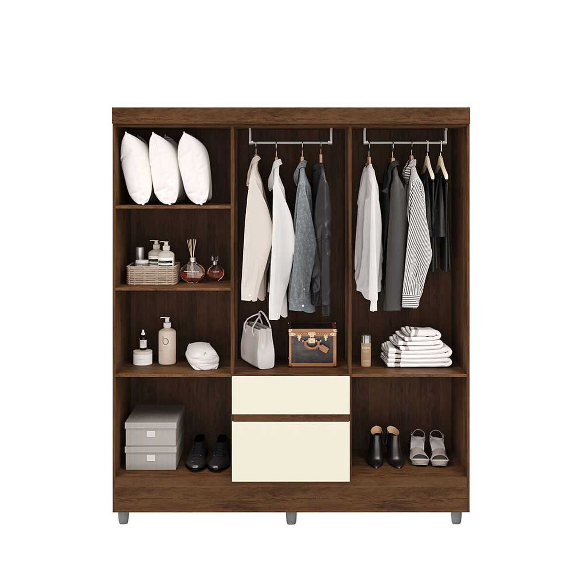 Combo Closet Vekkahome Americano 6 y 4 Puertas Crema