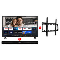 Combo LED 43” Master-G MGV43 Smart TV FHD + Soundbar MGSB250 Negro + Soporte Inclinable The Rack Solution 26"" - 55""