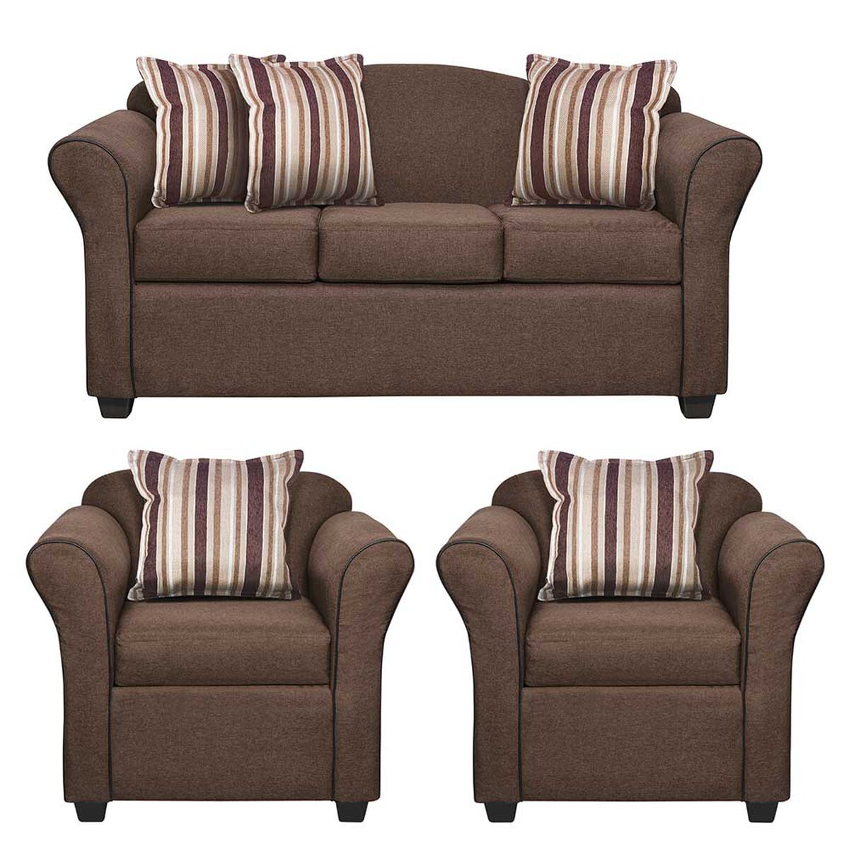 Juego de Living Innovamuebles Ducal Sofá 3 Cuerpos + Dos Sillones 1 Cuerpo Chocolate