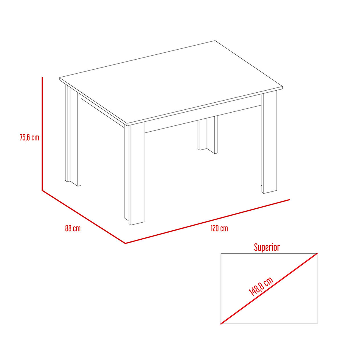 Mesa de Comedor Portofino 120 Cm Rovere
