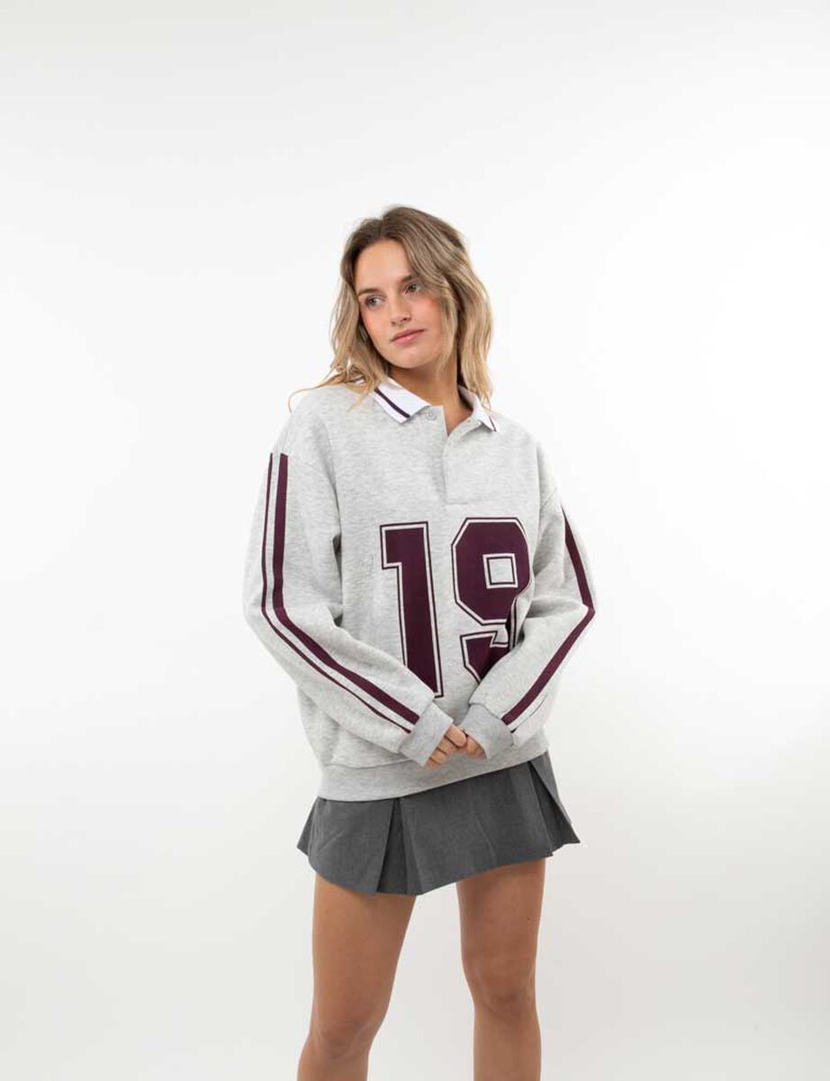 Polerón Con Estampado Cuello Mujer Icono