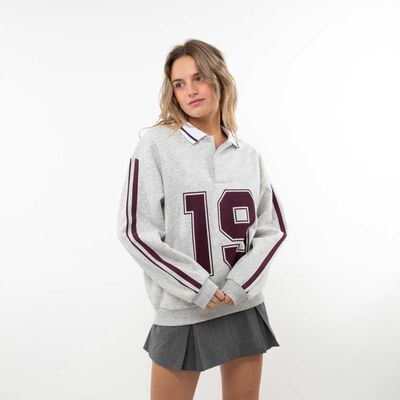 Polerón Con Estampado Cuello Mujer Icono