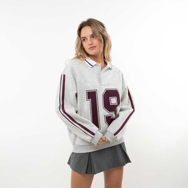 Polerón Con Estampado Cuello Mujer Icono