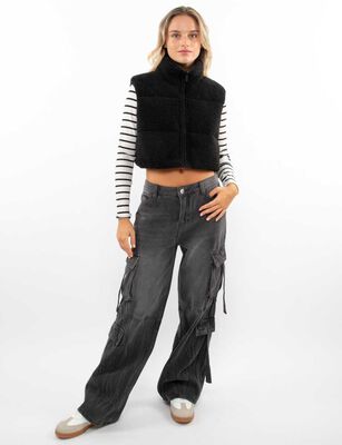 Imagen 2 del producto Parka Crop Reversible Chiporro Sin Mangas Mujer Icono Crudo, Negro, Oliva