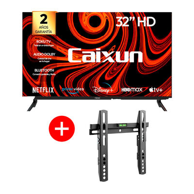 Combo Smart TV LED 32" Caixun HD Roku + Soporte de Pared Fijo Fiddler