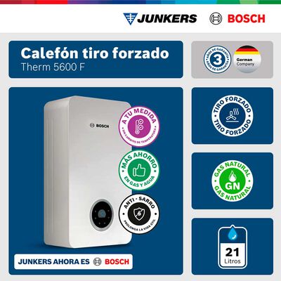 Imagen 2 del producto Calefón 21 litros gas natural tiro forzado Junkers Bosch Therm 5600 F
