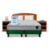 Combo Cama Europea Latam Home 2 Plazas Cannon BD Tela Verde + Textil + Respaldo + 2 Veladores Atlas
