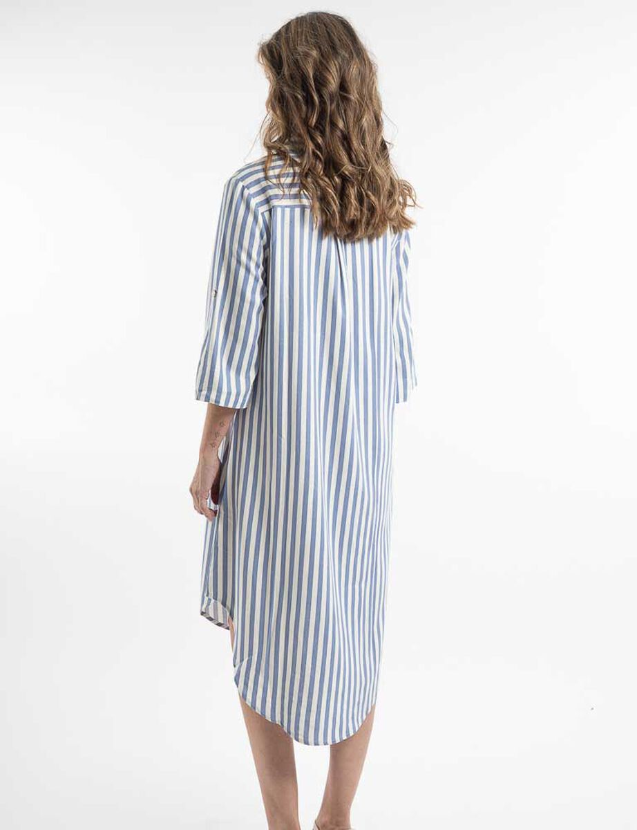 Vestido Midi Lino Manga 3/4 Mujer Portman Club