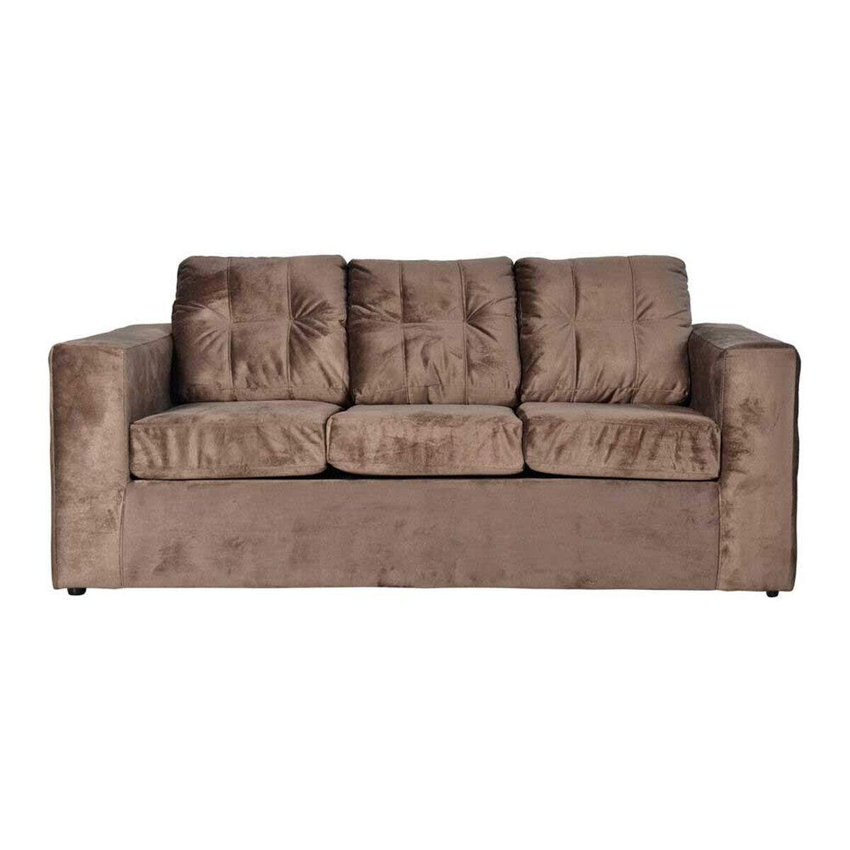 Juego de Living Kea Nize Felpa Sofá 3 Cuerpos + Dos Sillones 1 Cuerpo Café