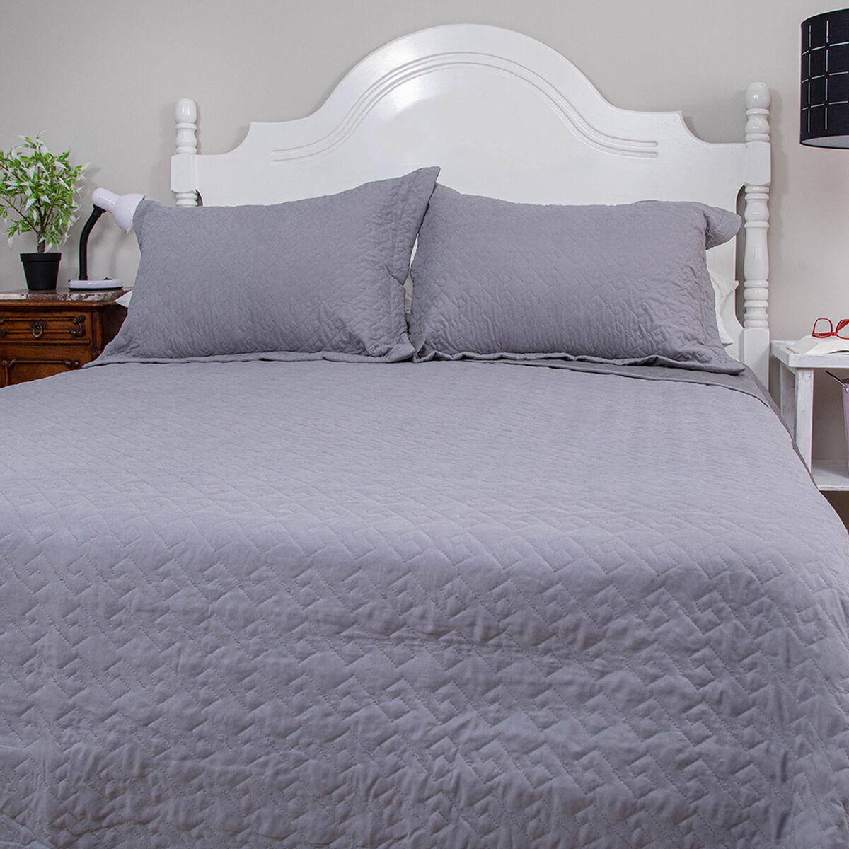 Quilt Doral King Gris Velvety