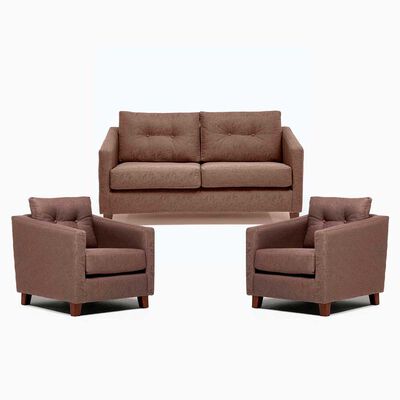 Juego de Living Barra Design Elena Sofá 2 Cuerpos + Dos Sillones 1 Cuerpo Café