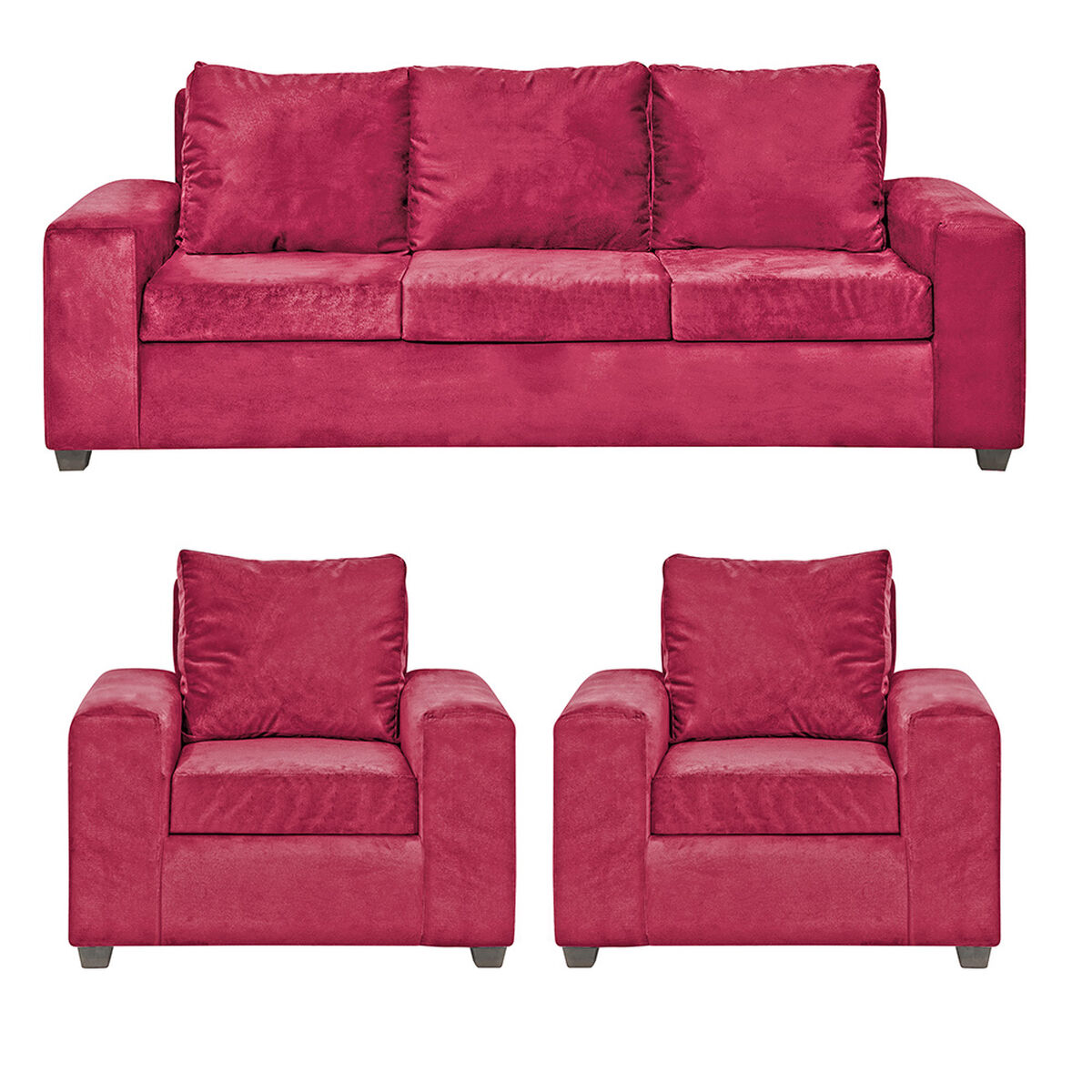 Juego de Living Innovamuebles Kahlo Sofá 3 Cuerpos + Dos Sillones 1 Cuerpo Burdeo