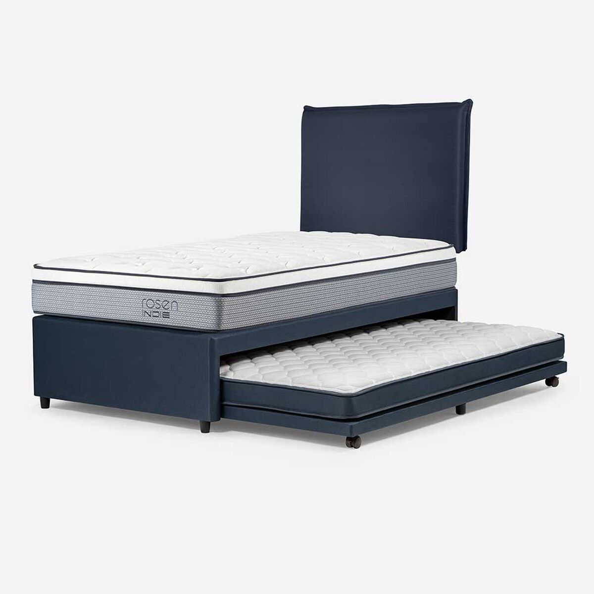 Cama Nido Rosen 1,5 Plazas Indie + Respaldo Maurice Azul