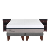 Cama Europea CIC Base Dividida 2 Plazas Balance + 2 Veladores New Dublin Chocolate