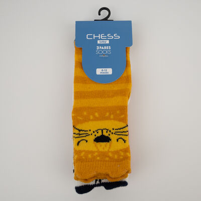 Pack 3 Calcetin Largo Beb&eacute; Chess