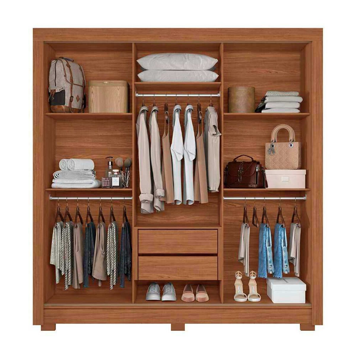 Cl&oacute;set Onessta Maringa 3 Puertas 2 Cajones Jatoba