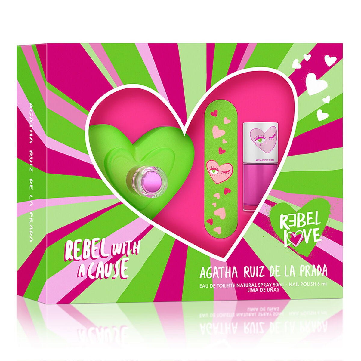 Set de Perfume Agatha Ruiz De La Prada Love Rebel Love EDT 50 ml + Esmalte de Uñas + Lima