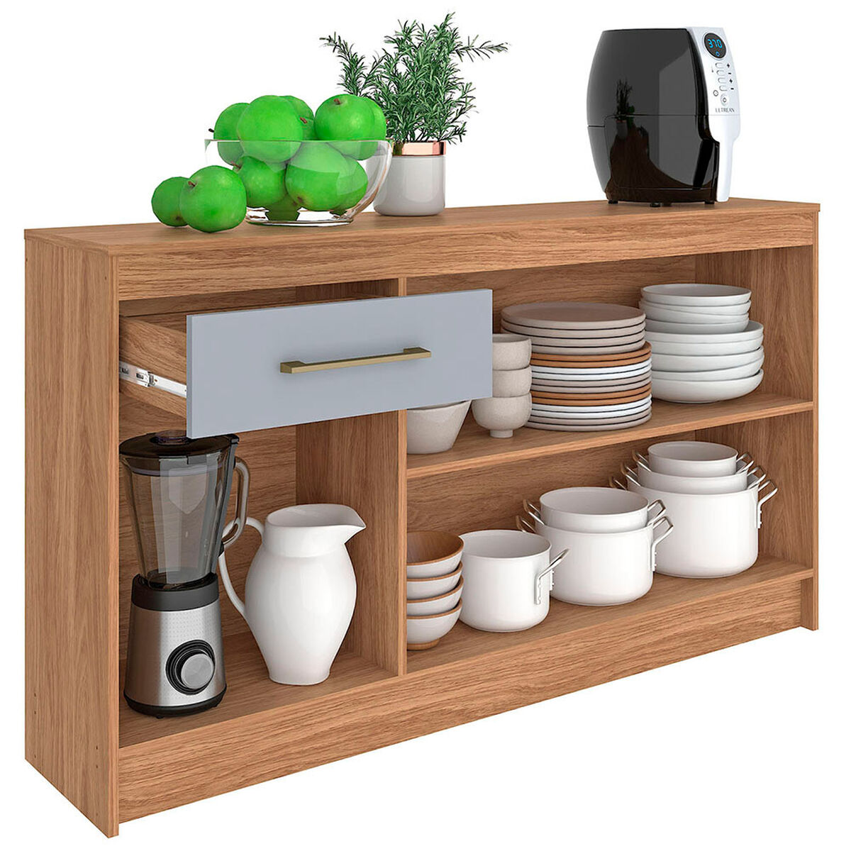 Mueble Base Cocina Vekkahome Alba 3 Puertas Caf&eacute;