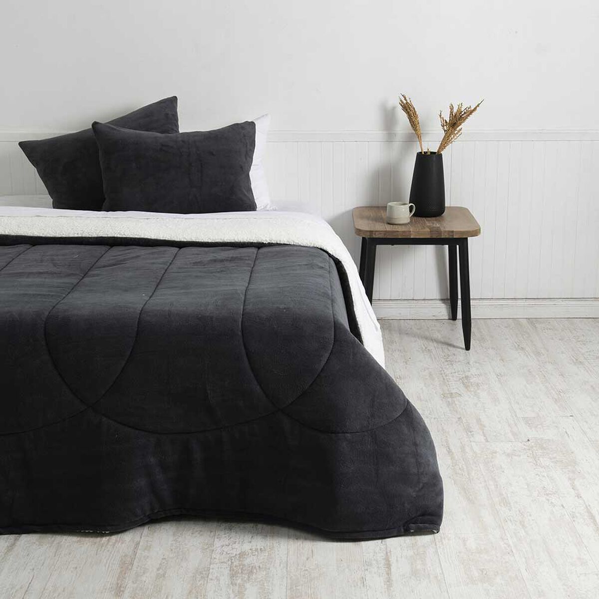 Plumón Coral Sherpa Mashini 2 Plazas Liso Marengo