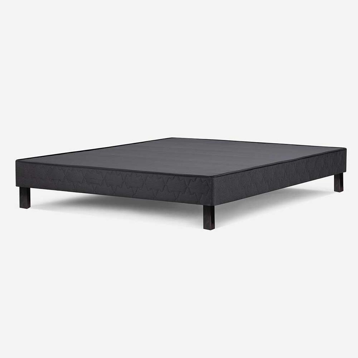 Cama Europea Rosen 2 Plazas Wave + Respaldo + 2 Veladores Tabor Grafito