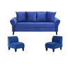 Juego de Living Bodevir Lua 3 Cuerpos + 2 Poltronas Felpa Azul Rey