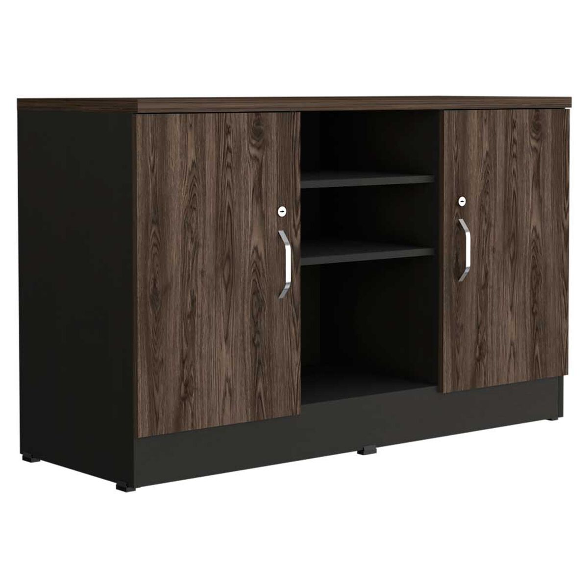 Combo Gabinete 2 Puertas + Cajonera 2 Puertas TuHome Home Office Negro Soft-Coñac