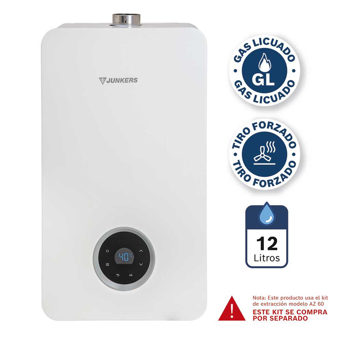 Calefont Gas Licuado Junkers HydroWind Plus 12 lts.