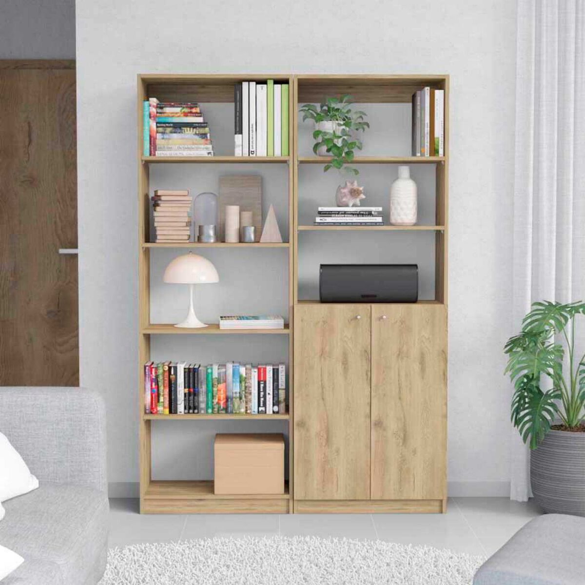Estante 62 cm + Estante 2 Puertas TuHome Home Macadamia