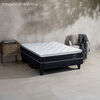 Cama Europea Celta Base Dividida 2 Plazas Black Soul + Respaldo + 2 Veladores Alba White