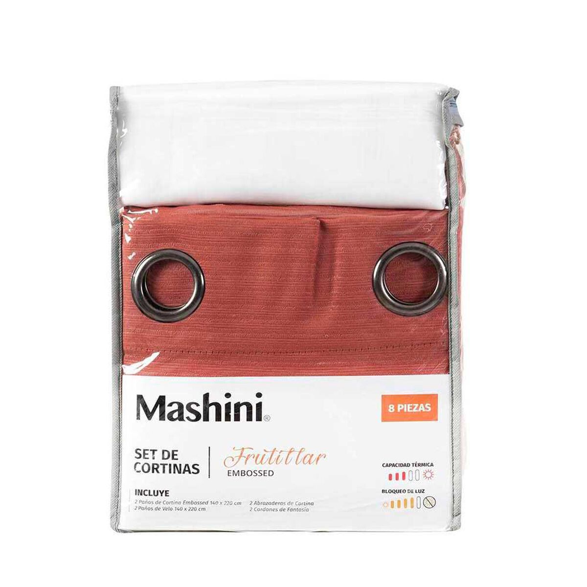 Set de Cortinas Mashini Frutill 140 x 220 cm Terra