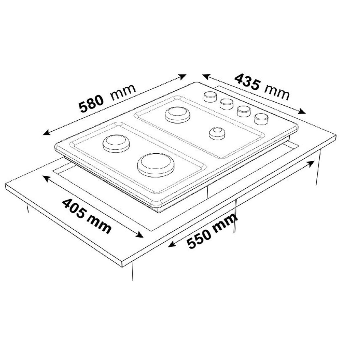Kit Cocina Sindelen Campana CA-606NG + Horno Empotrable HE-7200IN + Encimera CEG-4610IN