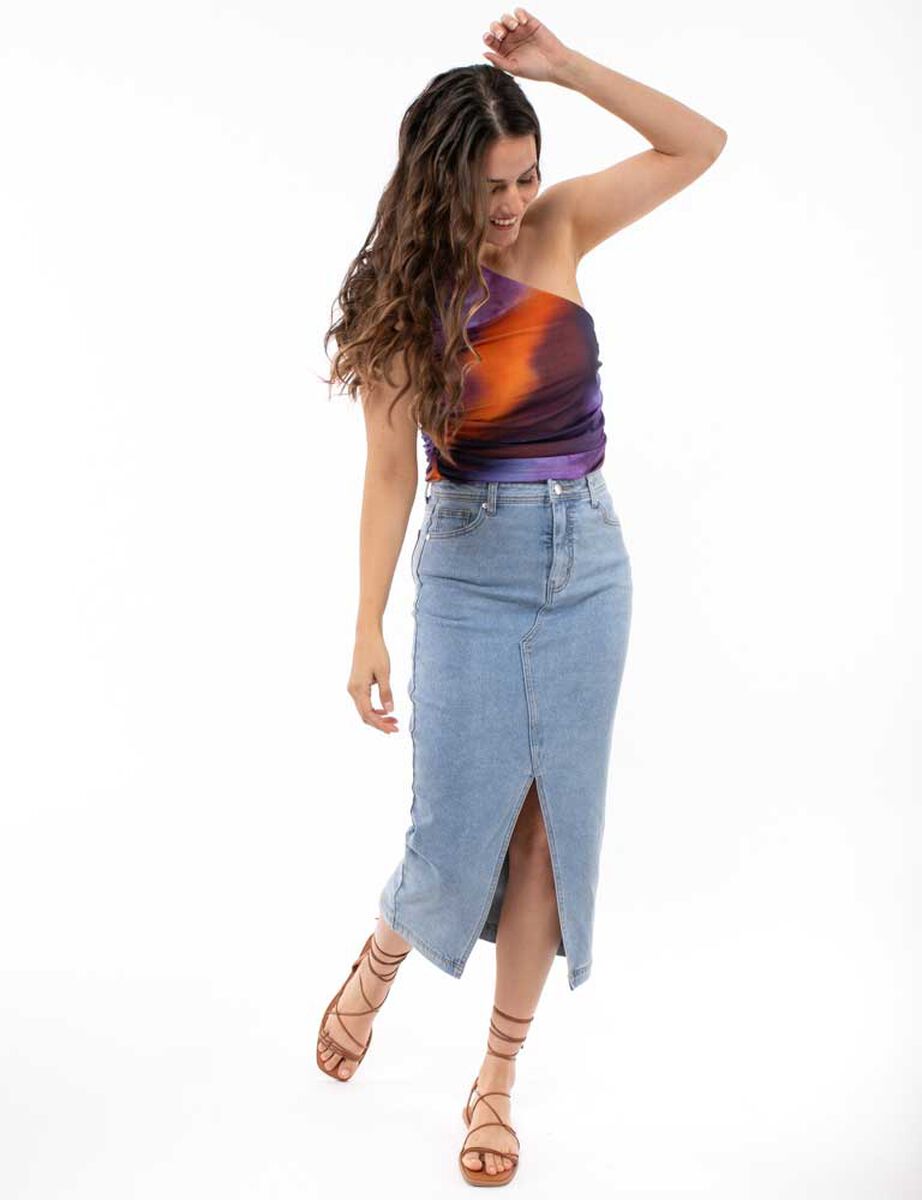 Falda Midi De Mezclilla Mujer Zibel