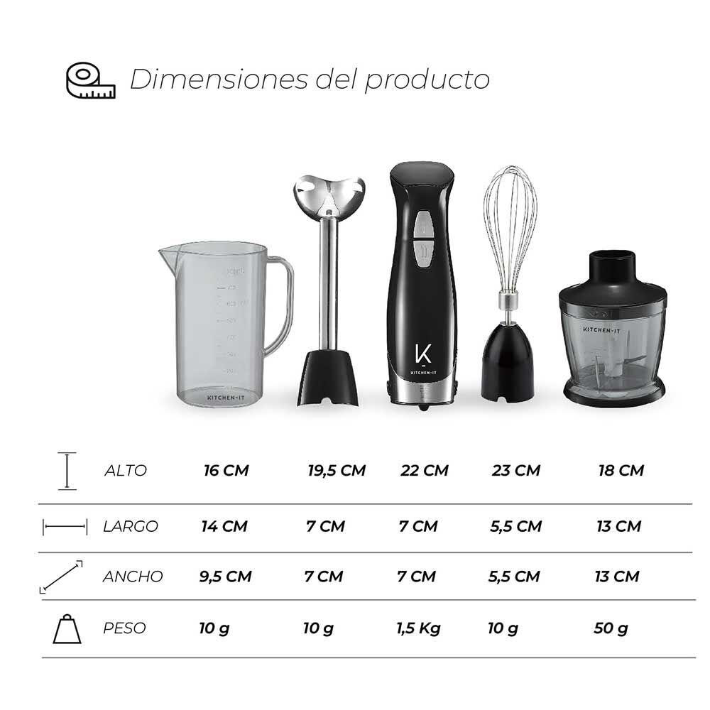 Kitchen-It Minipimer Lite 4 en 1 Negro, foto 7