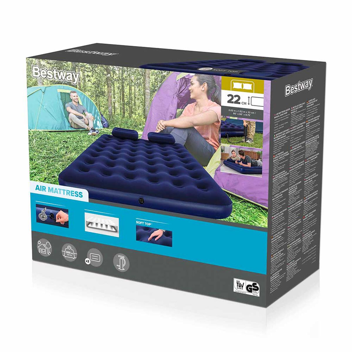 Colchón Inflable Bestway Queen con Bomba de Mano