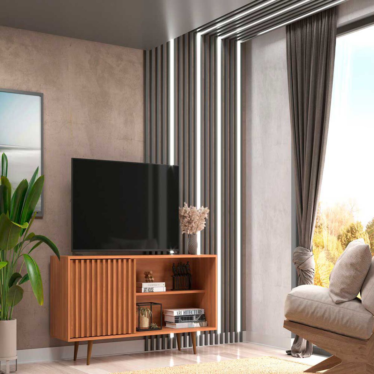 Rack TV Altavision San Diego Hasta 55" Café