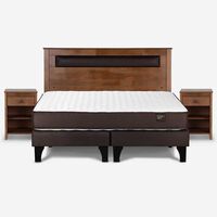 Cama Europea Rosen Base Dividida 2 Plazas Ergo T + Respaldo + 2 Veladores