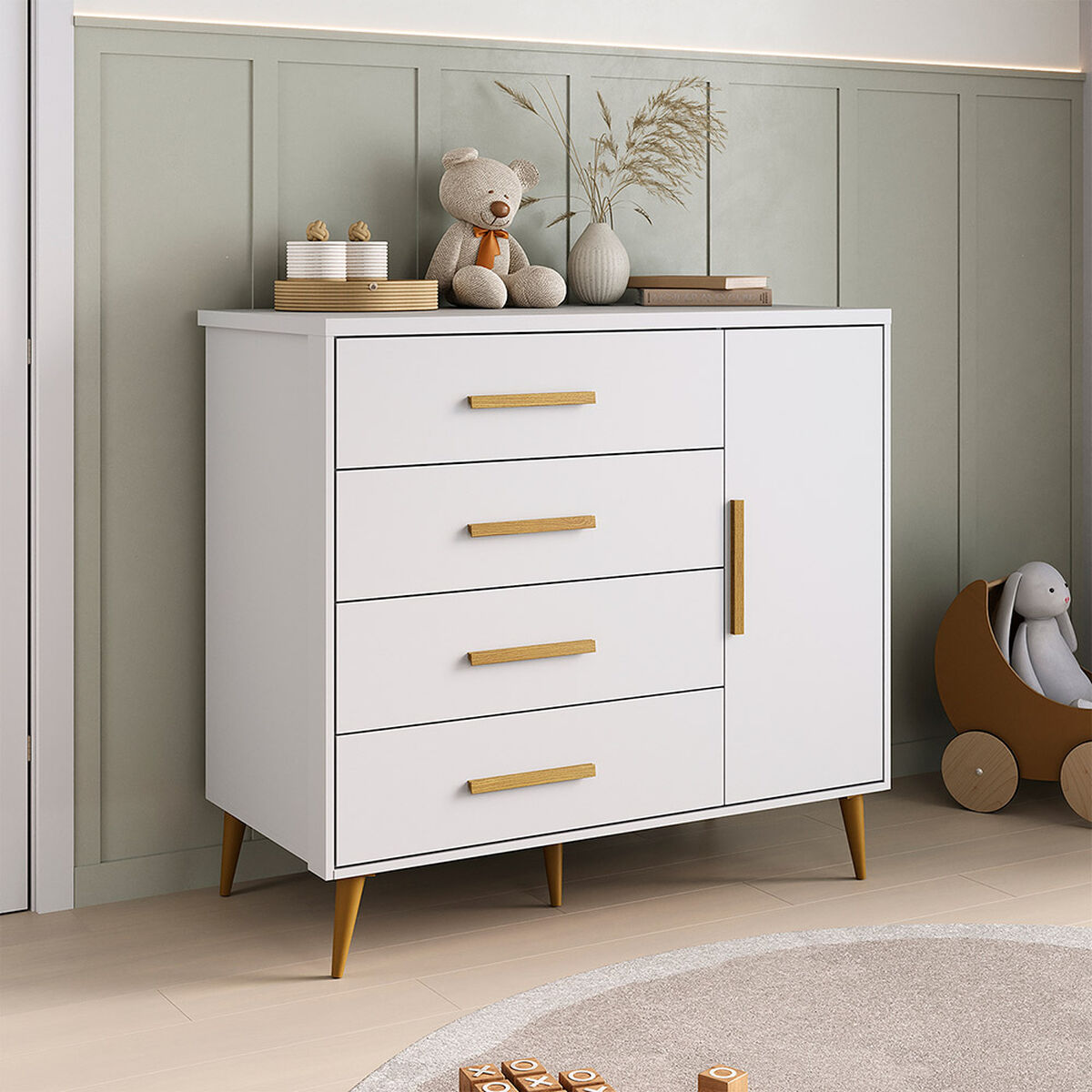 C&oacute;moda Di Poretti Design Kids 4 Cajones 1 Puerta Blanco