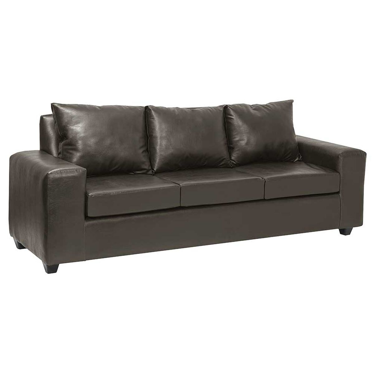 Juego de Living Innovamuebles Kahlo Sofá 3 Cuerpos + Dos Pouf 1 Cuerpo Café Oscuro