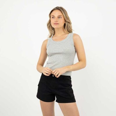 Polera Sin Mangas Mujer Icono Gris, Negro