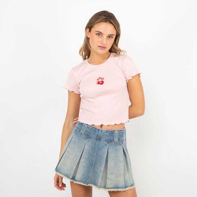 Polera Crop Con Estampado Mujer Icono