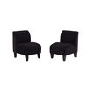 Juego de Living Bodevir Lua 3 Cuerpos + 2 Poltronas Felpa Negro