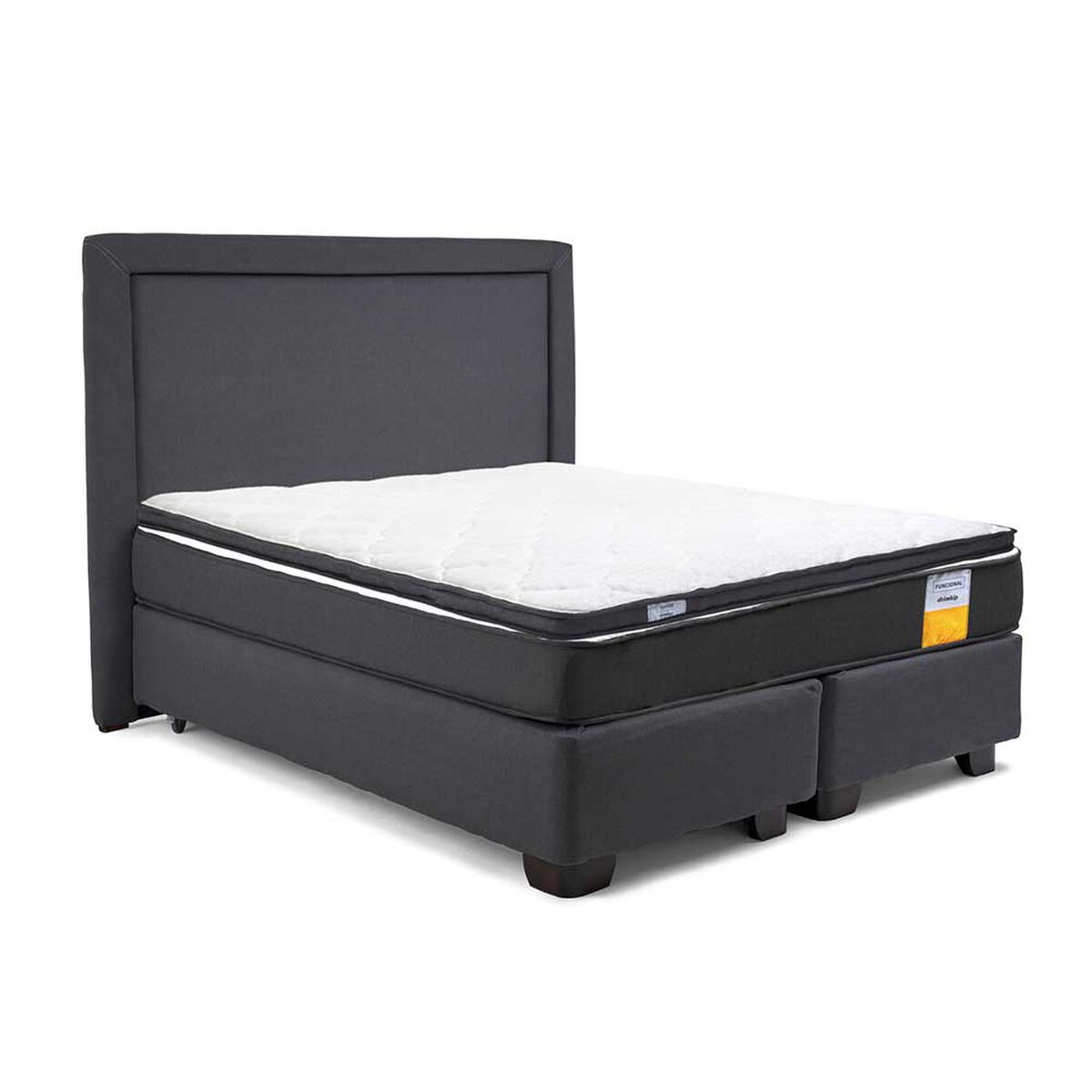 Cama Americana Drimkip Base Dividida 2 Plazas Plus Funcional + Respaldo + Topper