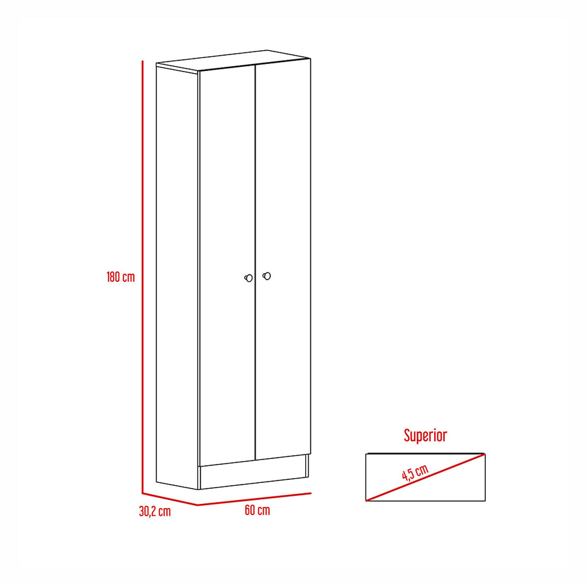 Clóset 2 Puertas + Mueble Tocador + Velador con Espejo TuHome Perla